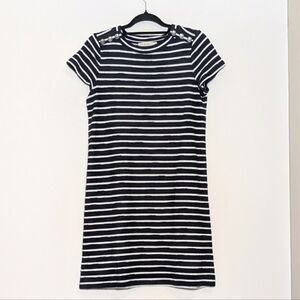 Loft Stripe Tee‎ Shirt Dress Textured Nautical Button Dress Small